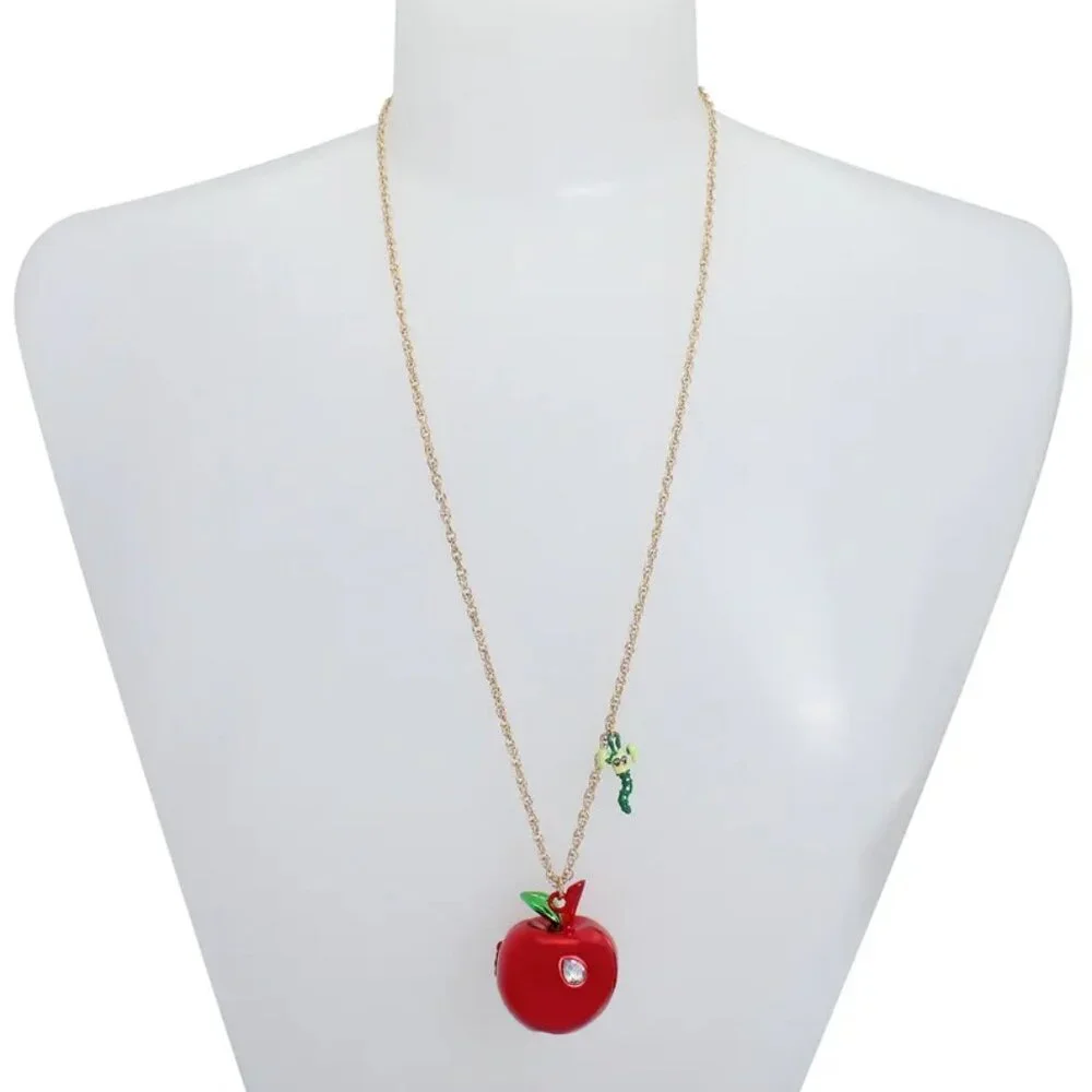Betsey Johnson Red Apple Pendant Necklace - Picture 2 of 3
